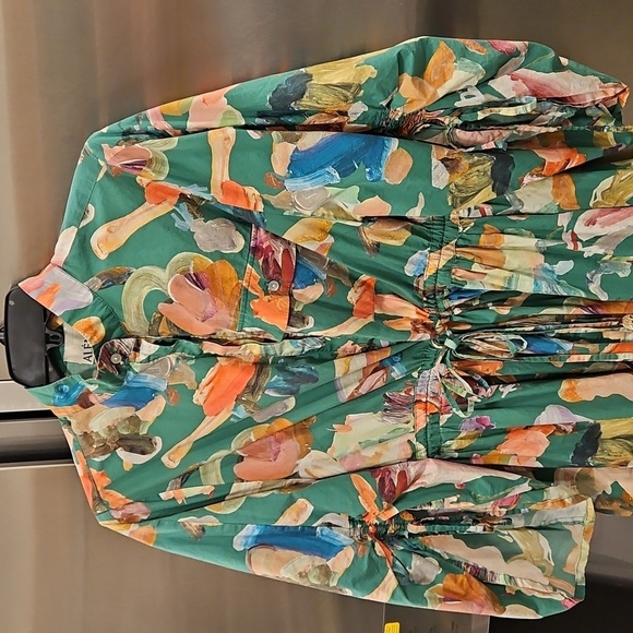 💕ALEMAIS💕 Arlo Shirt Dress ~ Multi-Color Abstract Watercolor Floral Print 8 - Picture 14 of 16